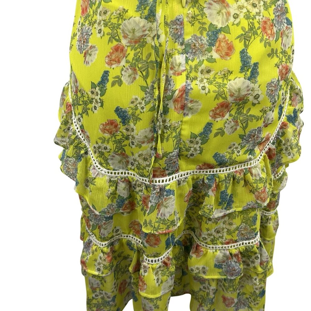 Marissa Webb Collective x RTR Women’s 6 Yellow Ruffle Halter Floral Mini Dress - Picture 16 of 16